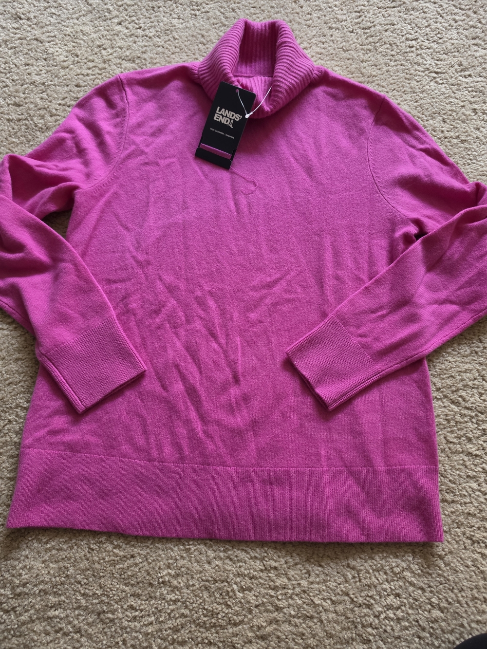 Lands' End Women's Bright Pink Turtleneck Sweater